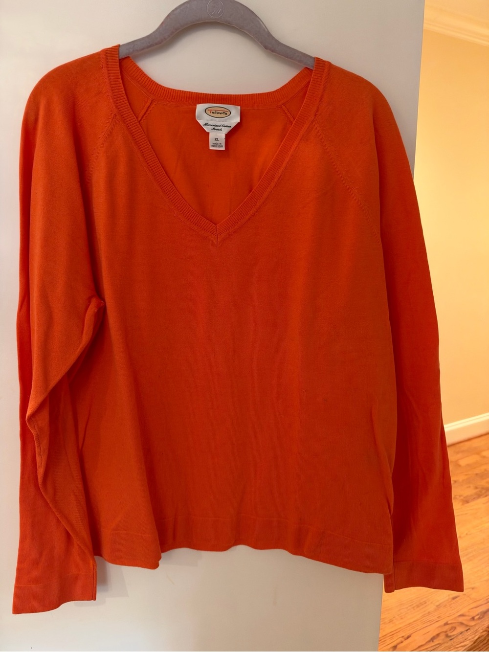 Talbots Bright Orange V-Neck Sweater size XL